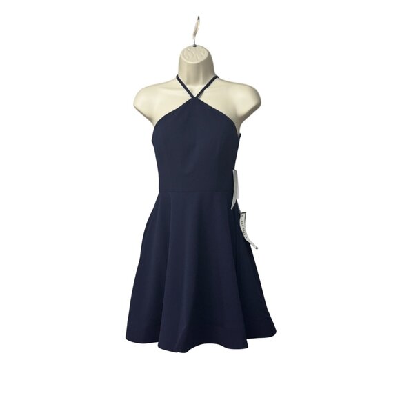 Sequin Hearts Juniors' Sequined Lace-Back Scuba Dress, Navy, Sz 1 - Picture 10 of 12